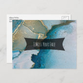 ティール(緑がかった色)と金ゴールドアルコールインクイ恋しく思ズお客様の顔 ポストカード (正面/裏面)