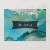 ティール(緑がかった色)と金ゴールドアルコールインクイ恋しく思ズお客様の顔 ポストカード (正面)