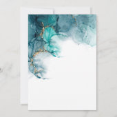 ティール(緑がかった色)と金ゴールドアルコールインク50th誕生日パーティー 招待状 (裏面)