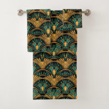 ティール（緑がかった色）と金ゴールドアールデコ