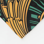 ティール（緑がかった色）と金ゴールドアールデコ フリースブランケット (角)