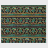 ティール(緑がかった色)と金ゴールドアールデコ ラッピングペーパー (フラット)