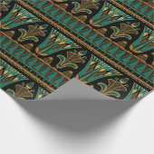 ティール(緑がかった色)と金ゴールドアールデコ ラッピングペーパー (角)