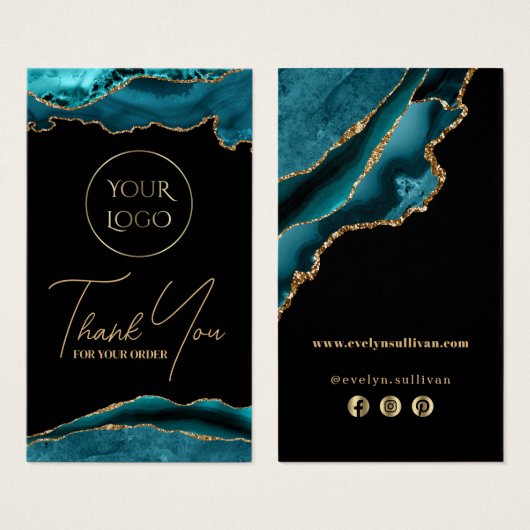 ティール(緑がかった色)と金ゴールドエージェントのパッケージの挿入 (正面&裏面)