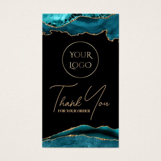 ティール（緑がかった色）と金ゴールドエージェントのパッケージの挿入 (正面)