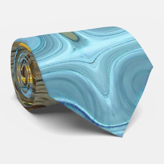 ティール(緑がかった色)と金ゴールドガラスブロック2 ネクタイ (ロール)