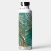 ティール（緑がかった色）と金ゴールドガラス状の渦巻き ウォーターボトル (右面)