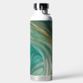 ティール（緑がかった色）と金ゴールドガラス状の渦巻き ウォーターボトル (左面)