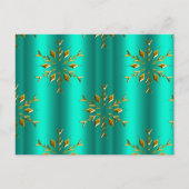 ティール（緑がかった色）と金ゴールドクリスマススター ポストカード (正面)