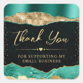 ティール（緑がかった色）と金ゴールドグラムティアーズスモールビジネス スクエアシール