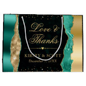 ティール（緑がかった色）と金ゴールドグラムティアーズ結婚《写真》ぼけ味 ラージペーパーバッグ (裏面)