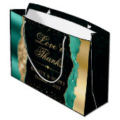 ティール（緑がかった色）と金ゴールドグラムティアーズ結婚《写真》ぼけ味 ラージペーパーバッグ (裏面アングル)