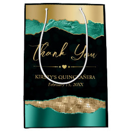 ティール（緑がかった色）と金ゴールドグラムティアーズ《写真》ぼけ味キンセアニェラ ミディアムペーパーバッグ