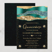 ティール(緑がかった色)と金ゴールドグラムティアーズ《写真》ぼけ味キンセアニェラ 招待状 (正面/裏面)