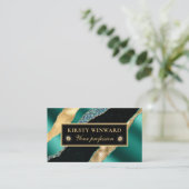 ティール（緑がかった色）と金ゴールドグラムティアーズ《写真》ぼけ味 名刺 (スタンド正面)