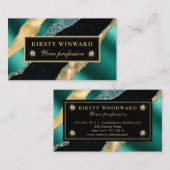 ティール（緑がかった色）と金ゴールドグラムティアーズ《写真》ぼけ味 名刺 (正面/裏面)