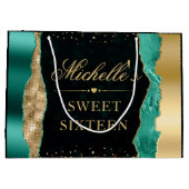 ティール（緑がかった色）と金ゴールドグラムティアーズ《写真》ぼけ味Sweet sixteen ラージペーパーバッグ (裏面)