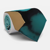 ティール(緑がかった色)と金ゴールドグランジハニカム水カラー ネクタイ (ロール)