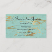 ティール(緑がかった色)と金ゴールドグリッターとスパークルマーブル 名刺 (裏面)