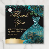 ティール（緑がかった色）と金ゴールドグリッタードレスグラムバラキンセアニェラ フェイバータグ (正面)