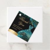 ティール（緑がかった色）と金ゴールドグリッタードレスグラムバラスウィート16 フェイバータグ (インサイチュ)