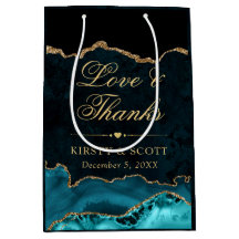 ティール（緑がかった色）と金ゴールドグリッターマーブルアゲテ結婚ス