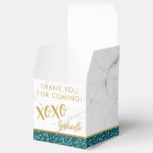 ティール(緑がかった色)と金ゴールドグリッターモダン大理石xoxo フェイバーボックス (オープン)