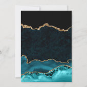 ティール（緑がかった色）と金ゴールドグリッター大理石Agate日付を保存 セーブザデート (裏面)