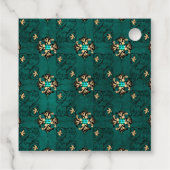 ティール（緑がかった色）と金ゴールドグリフォンダマスクアクアマリンジェムストーン フェイバータグ (裏面)