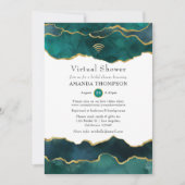 ティール(緑がかった色)と金ゴールドゲート石仮想シャワー 招待状 (正面)
