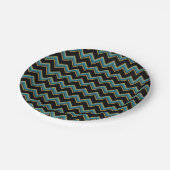 ティール（緑がかった色）と金ゴールドシェブロン紙プレート ペーパープレート (アングル)