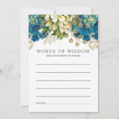 ティール（緑がかった色）と金ゴールドシャビーブライダルシャワーブライドアドバイス 招待状 (正面)