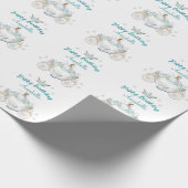 ティール（緑がかった色）と金ゴールドシンデレラプリンセスキャリッジ ラッピングペーパー (角)