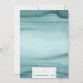 ティール（緑がかった色）と金ゴールドシーホースシーズ&グリーティングクリスマス シーズンカード (裏面)