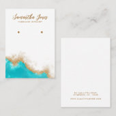 ティール(緑がかった色)と金ゴールドジェムシックジュエリーイヤリングディスプレイ 名刺 (正面/裏面)