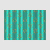 ティール（緑がかった色）と金ゴールドスターズクリスマス 薄葉紙 (正面)