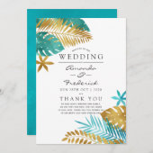 ティール（緑がかった色）と金ゴールドトロピカル結婚ズ プログラム (正面/裏面)