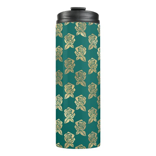 ティール(緑がかった色)と金ゴールドバラ タンブラー (正面)