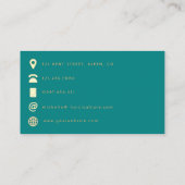 ティール（緑がかった色）と金ゴールドバルーンイベントプランナーQRコード 名刺 (裏面)