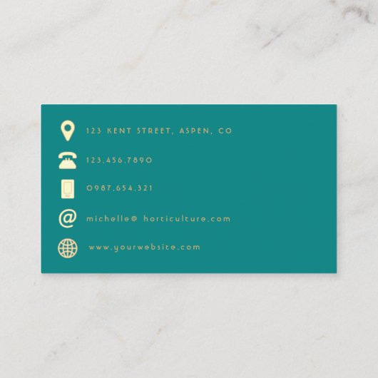 ティール(緑がかった色)と金ゴールドバルーンイベントプランナーQRコード 名刺 (裏面)