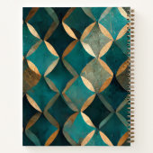 ティール（緑がかった色）と金ゴールドパターン ノートブック (裏面)