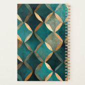 ティール(緑がかった色)と金ゴールドパターン プランナー手帳 (裏面)