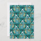 ティール(緑がかった色)と金ゴールドパリをテーマにした書道結婚の 招待状 (裏面)