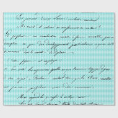 ティール（緑がかった色）と金ゴールドパリをテーマにした書道 ラッピングペーパー (フラット)