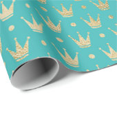 ティール(緑がかった色)と金ゴールドパリステーマフォイル ラッピングペーパー (ロールコーナー)