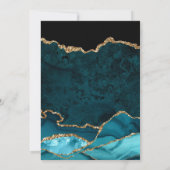 ティール(緑がかった色)と金ゴールドフェイクグリッターアゲ結婚ート サンキューカード (裏面)