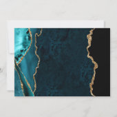 ティール（緑がかった色）と金ゴールドフェイクグリッターマーブルアゲ結婚ート サンキューカード (裏面)