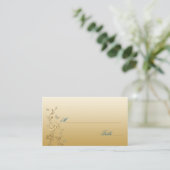 ティール(緑がかった色)と金ゴールドフローラと蝶プレイスカード プレイスカード (スタンド正面)