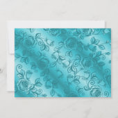 ティール（緑がかった色）と金ゴールドフローラウェディングRSVP セーブザデート (裏面)