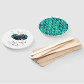 ティール（緑がかった色）と金ゴールドフローラ結婚ゴシック ハンドファン (組立なし)